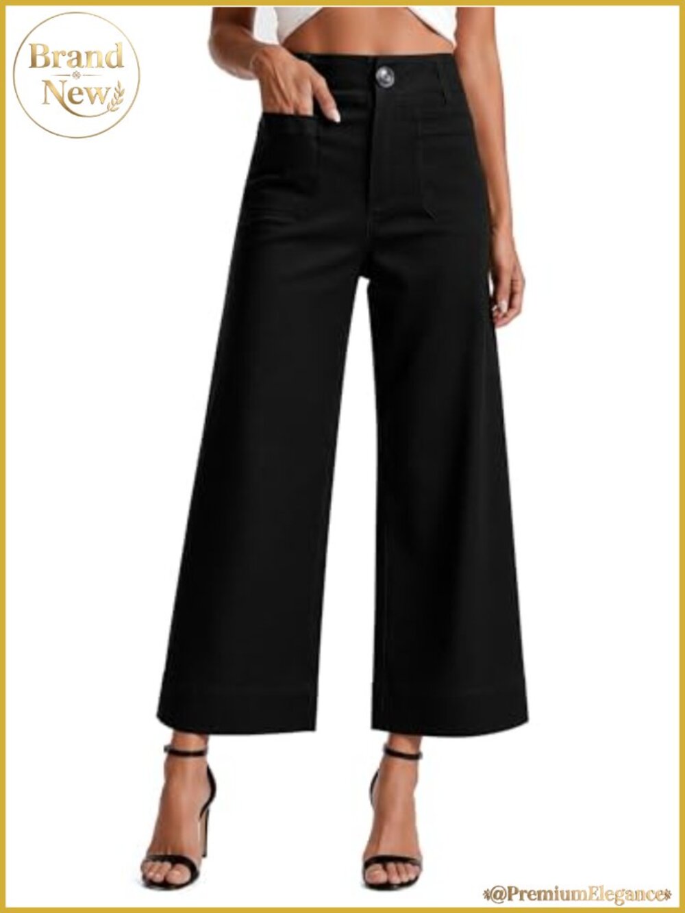 Women's High Waisted Wide Leg Cropped Pants Stretchy Business Casual Work Pants